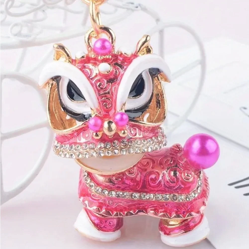 🐲 New! Lucky Chinese Dancing Lion Keychain and Enamel Charm